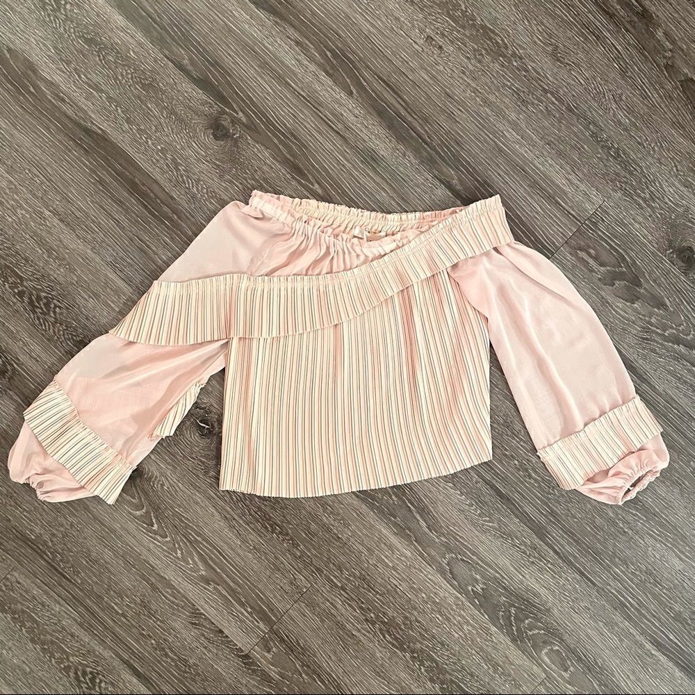 Ramy Brook Aurora one shoulder pleated blouse in blush NWT
